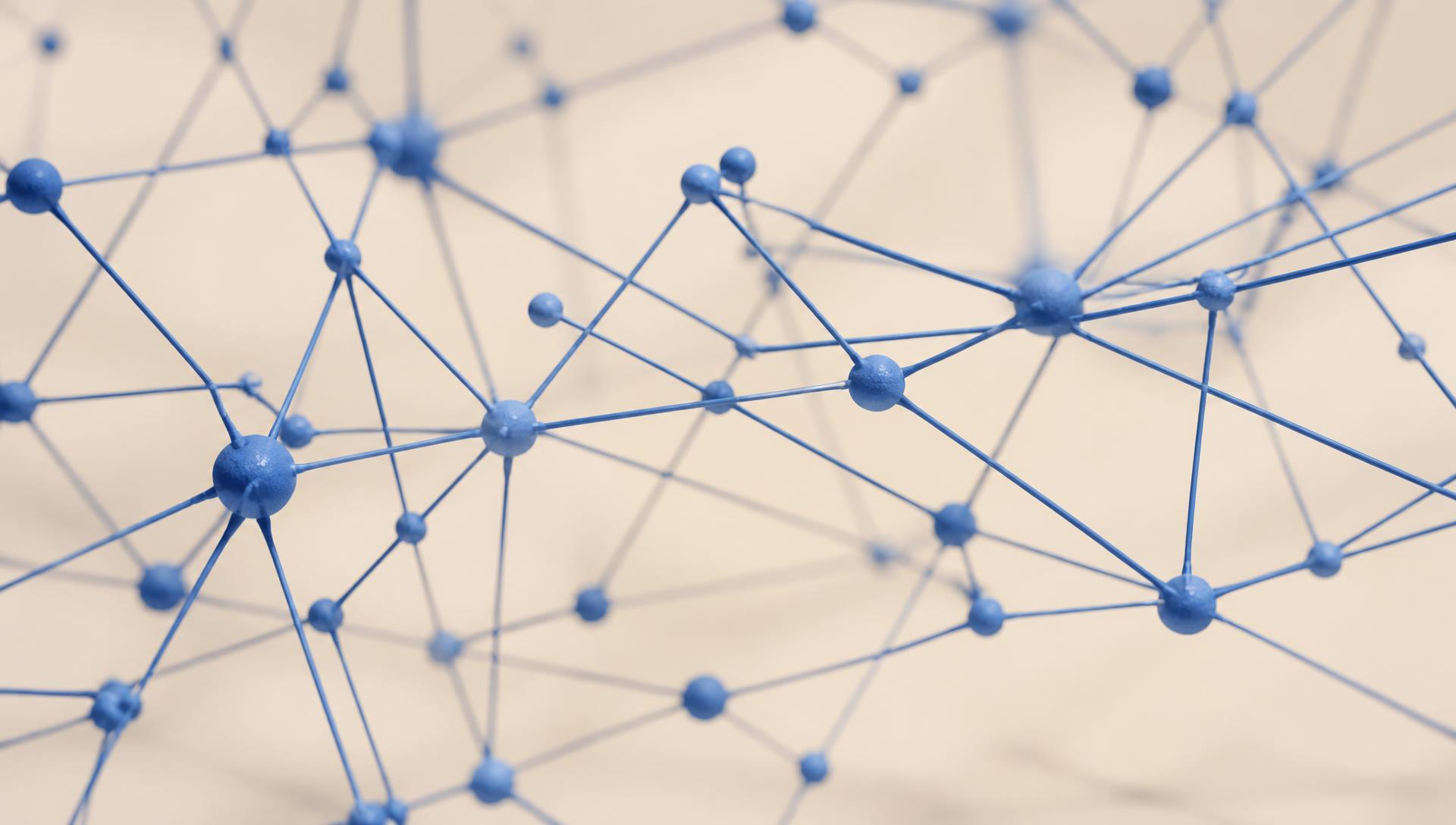 Abstract network of connected nodes representing interconnected software services